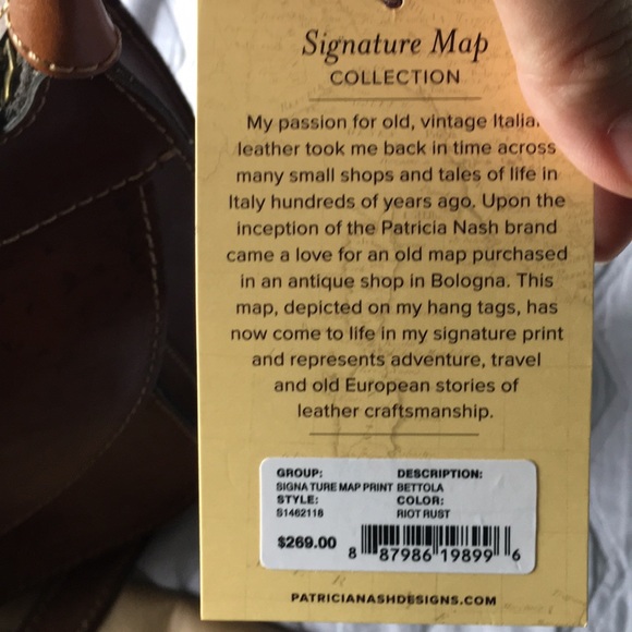 Patricia Nash Bettola saddle bag signature map - Picture 8 of 8
